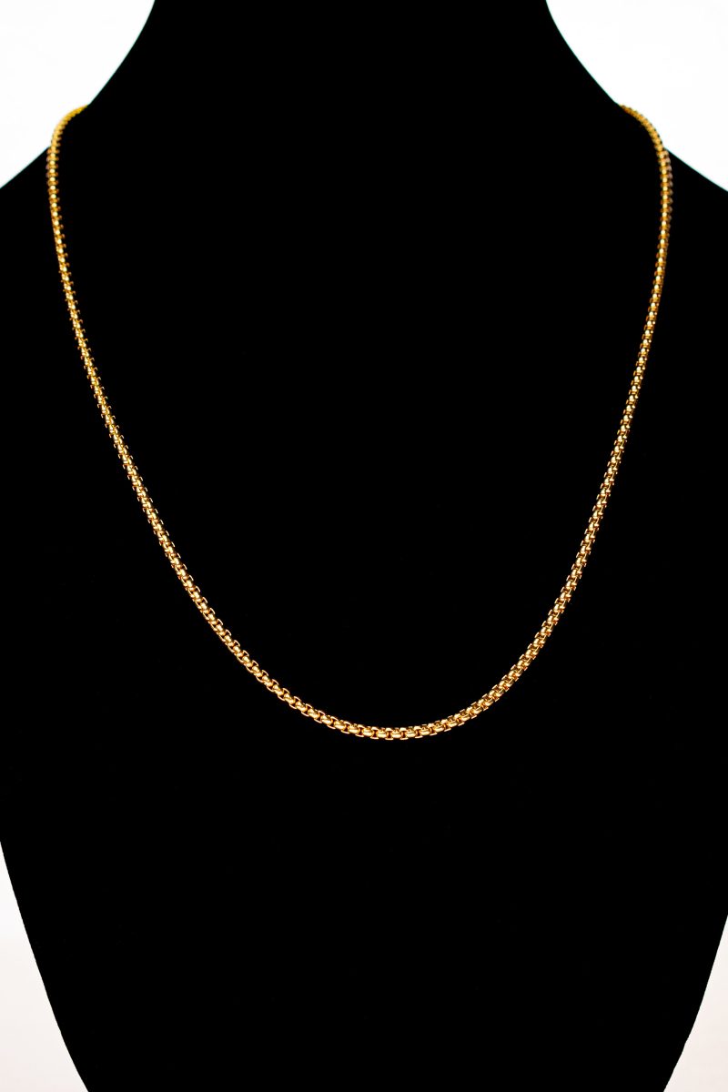 Buy Gold Round Box Chain Necklace